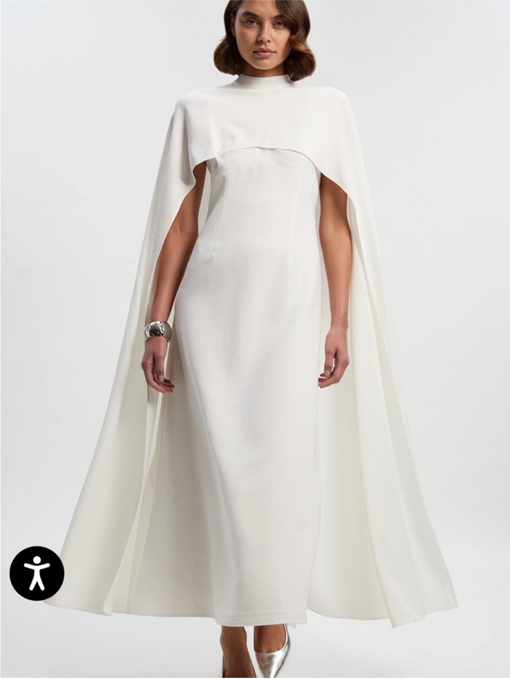 Karen Millen white cape maxi formal dress - size 10 woman’s NWT